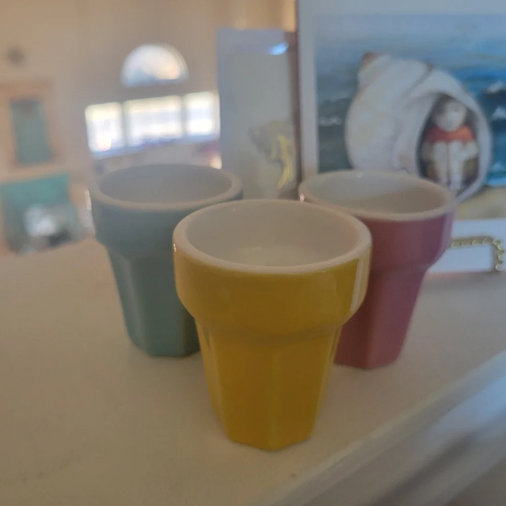 IKEA Pastel Cups Shot Glass Small Vase ~ DUKTIG Line ~ Pink Blue Yellow *Flaw
